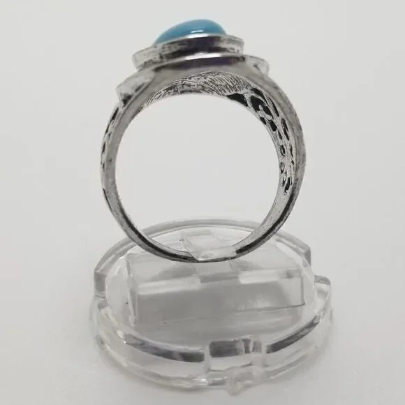 Silver Blue Stone Ring  - Picture 3 of 5
